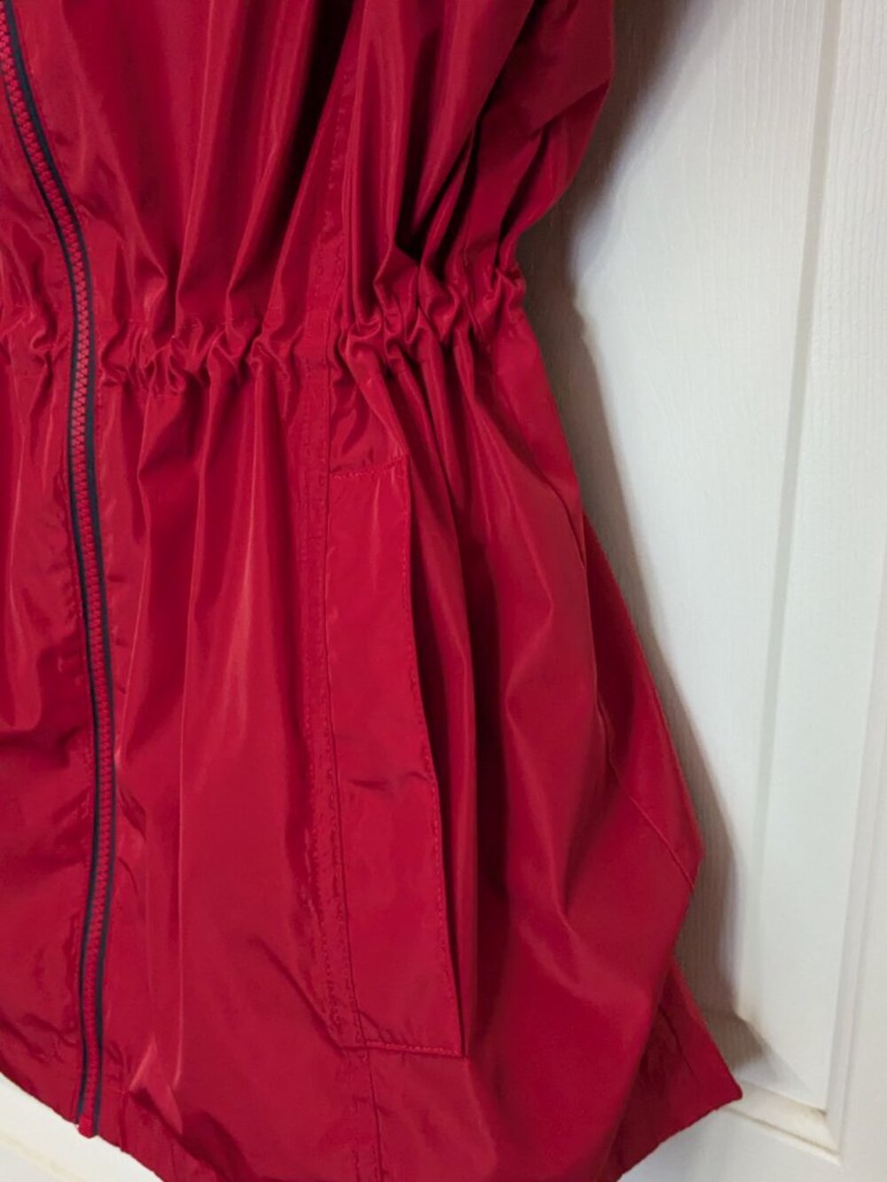 Tommy Hilfiger Women's Long Windbreaker Jacket Size M Red - Picture 6 of 10